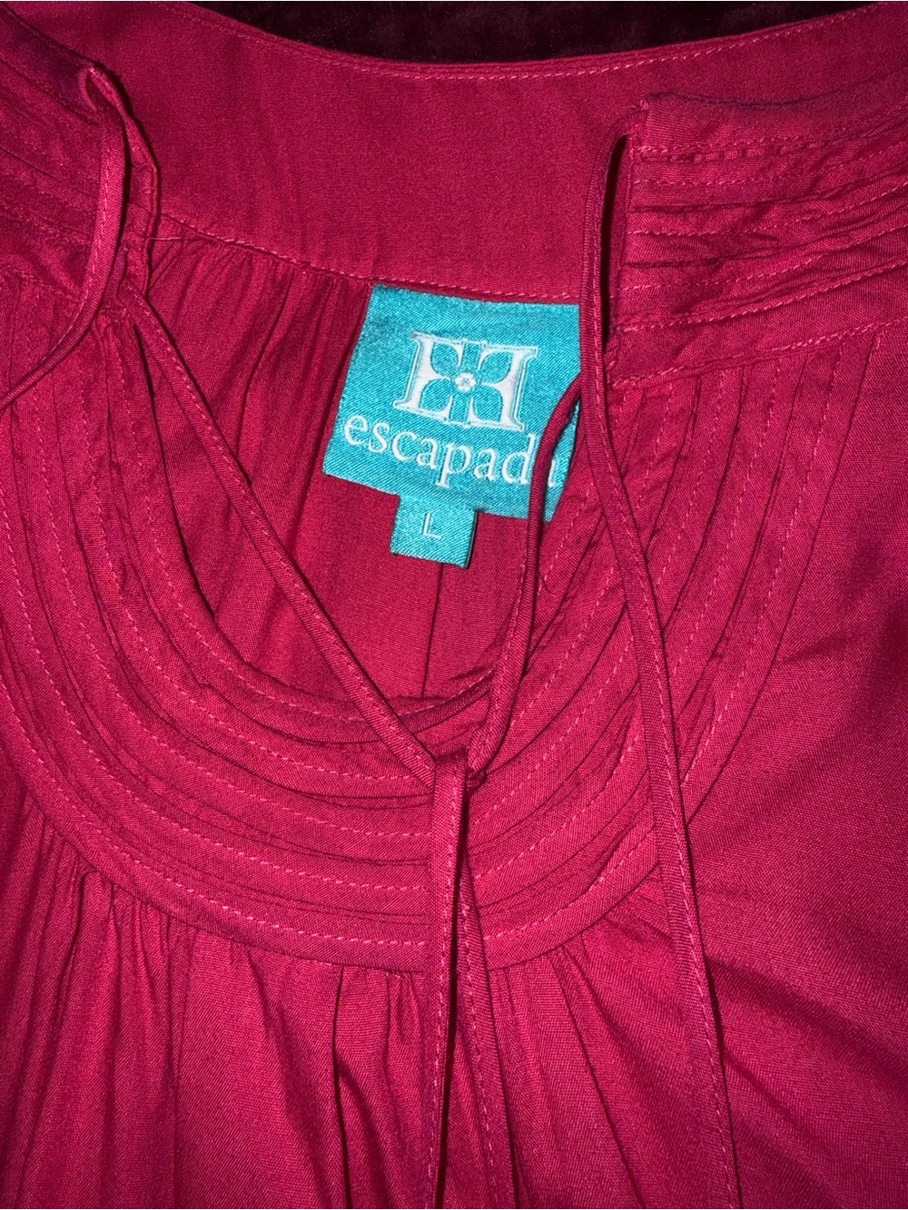 Women's Red Ruffled Neckline Top - Picture 2 of 5